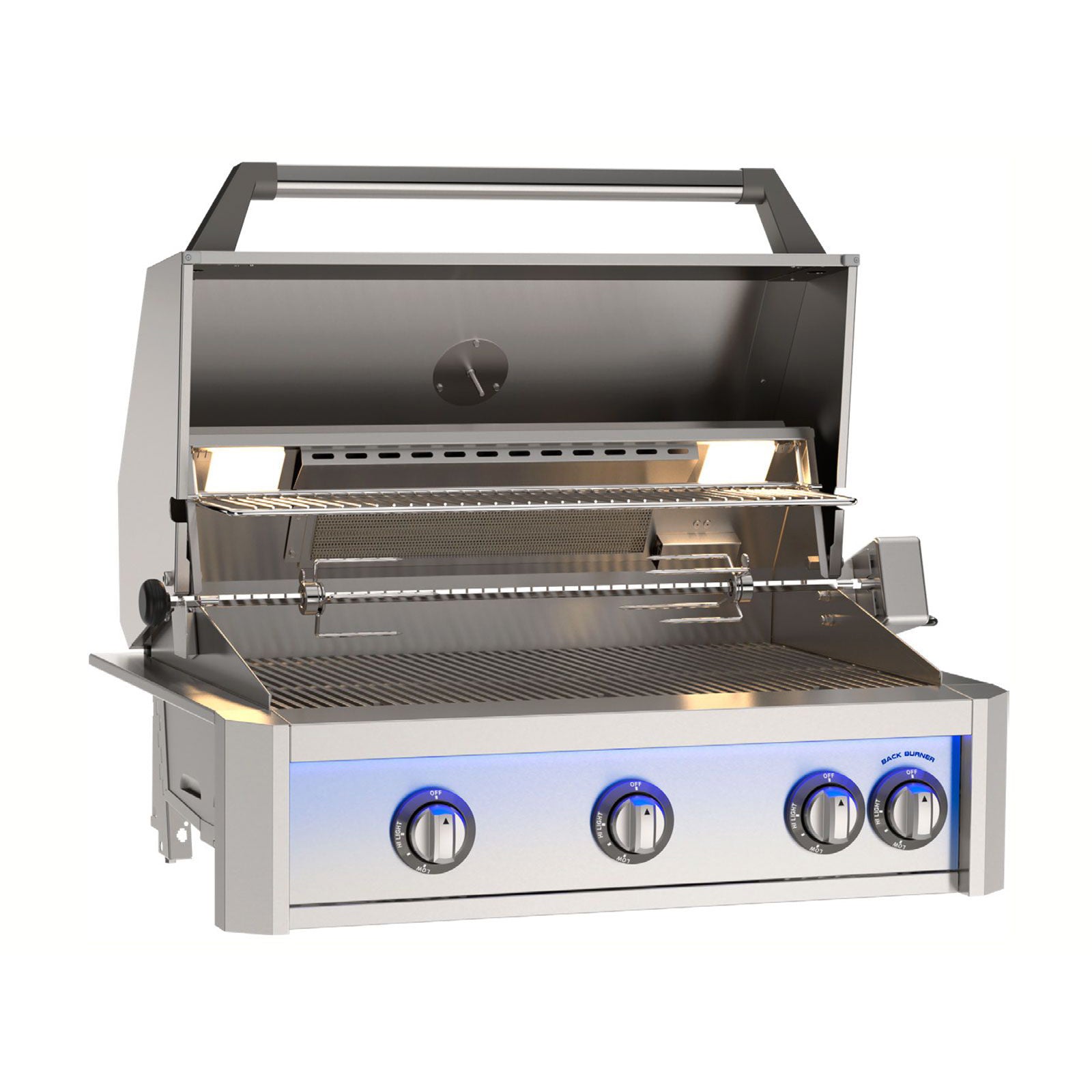 AOG L-Series 30" 3-Burner Built-In Gas Grill With Infrared Burner, Rotisserie, Internal Lights & LED Color Lights