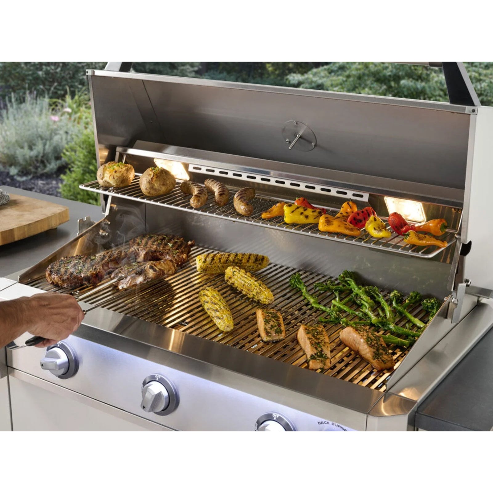 AOG L-Series 30" 3-Burner Built-In Gas Grill With Infrared Burner, Rotisserie, Internal Lights & LED Color Lights