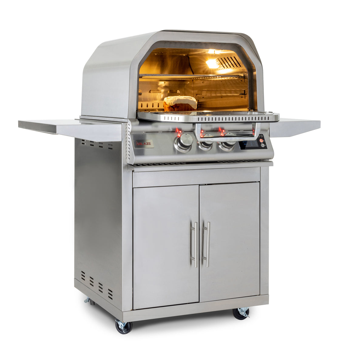 Blaze 26" outdoor oven on cart, side angle