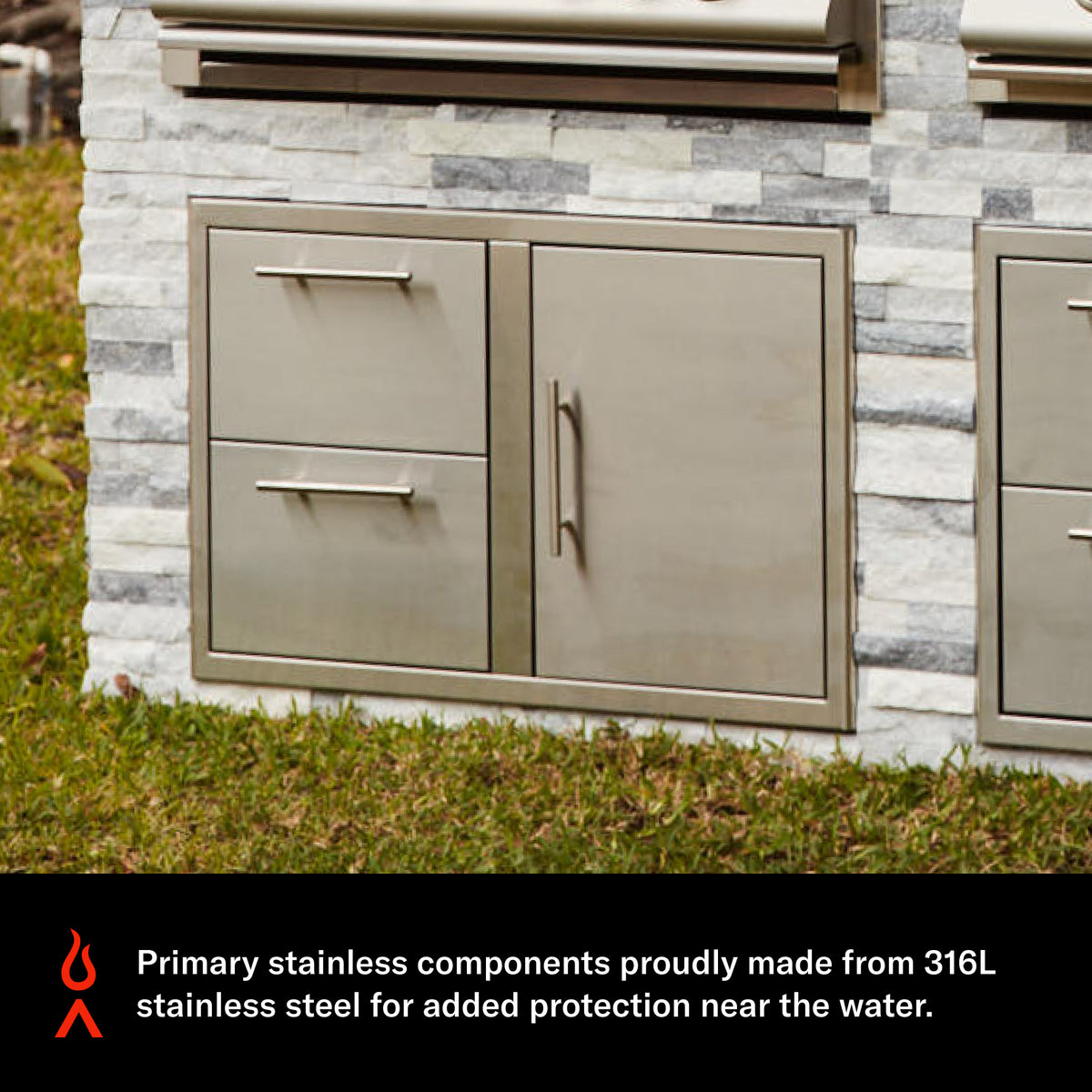 Blaze Marine Grade door and drawer combo, drawers open