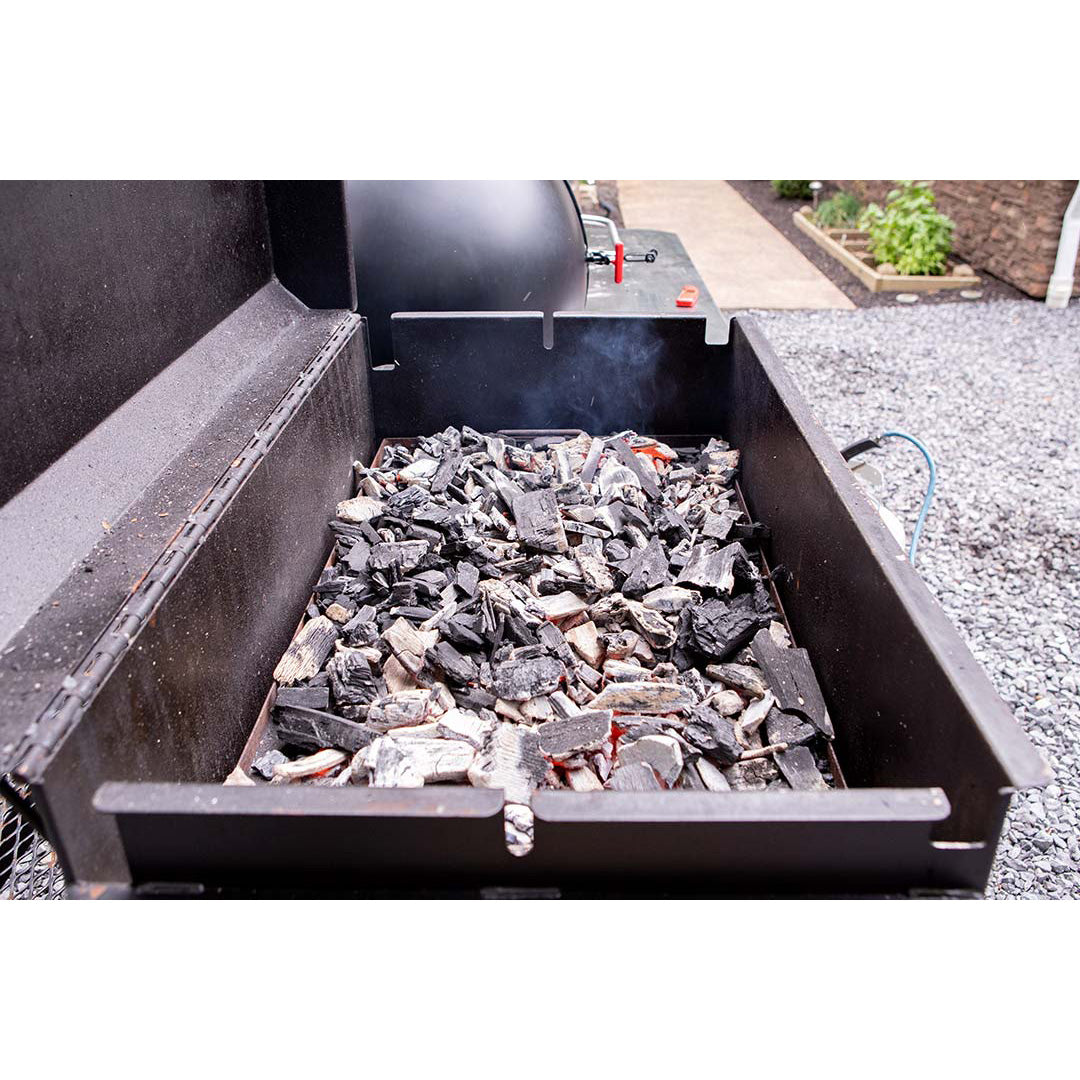 Barbecue Smoker Trailer Spatchcocked Chickens 26 BBQ42 Lump Charcoal