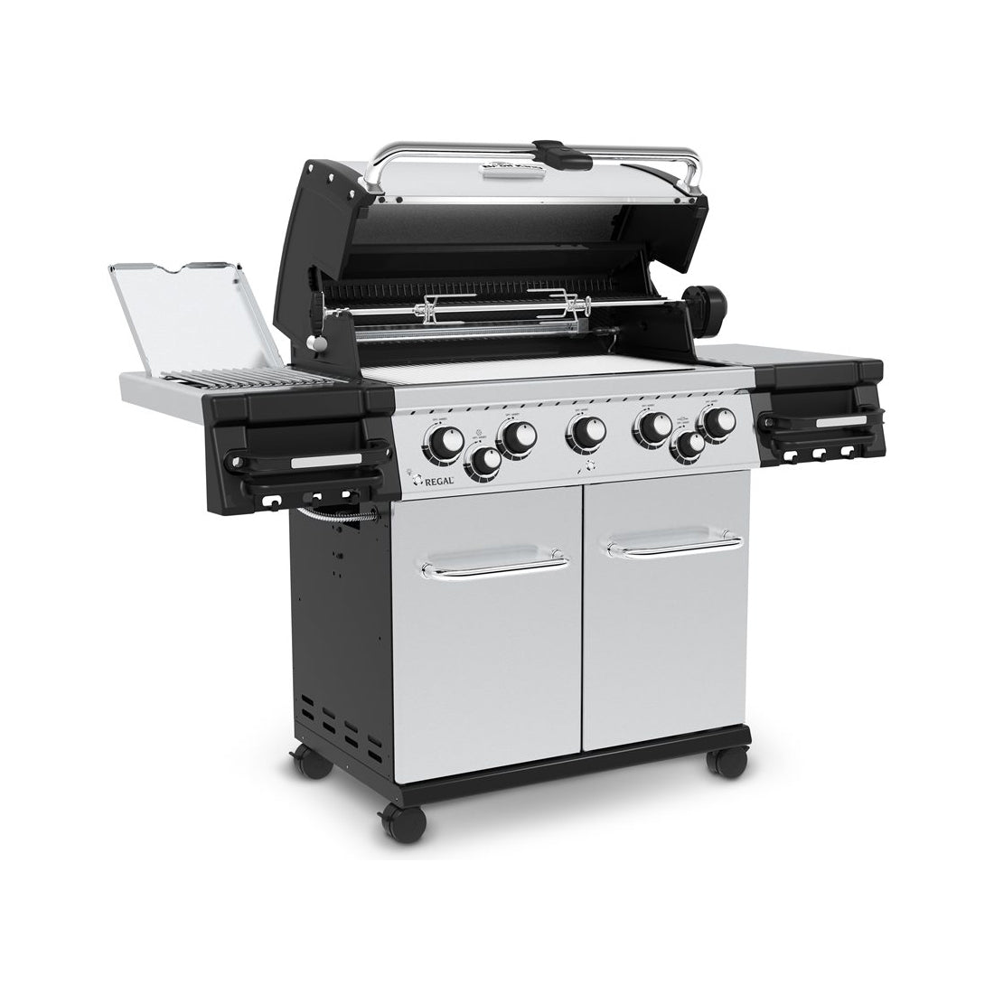Broil King Regal S 590 Pro IR 38 in Free Standing Gas Grill Front Angle Open