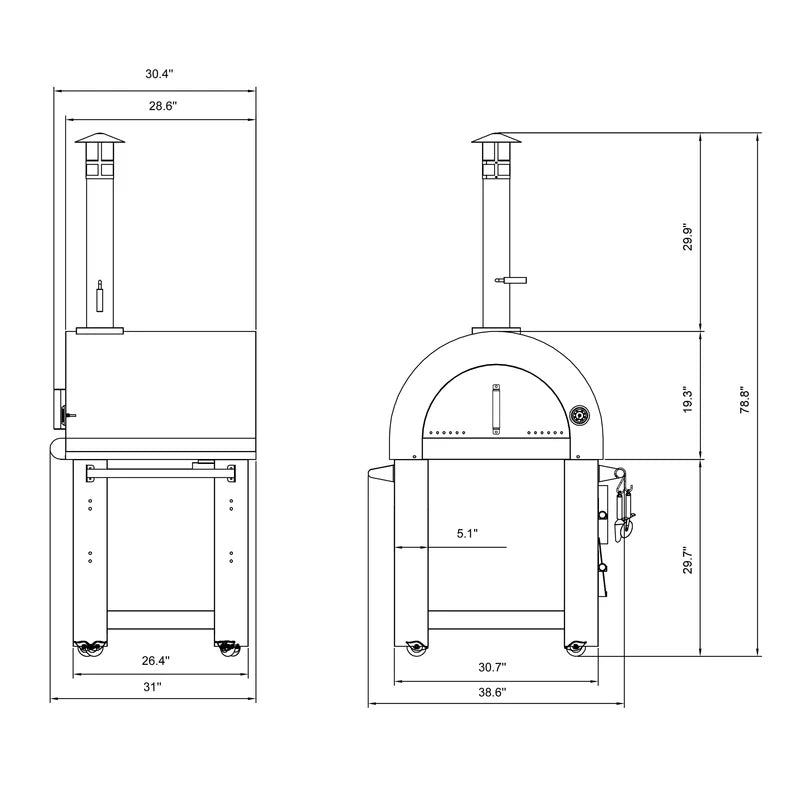 Empava Outdoor Wood Fired Pizza Oven PG01 Specs