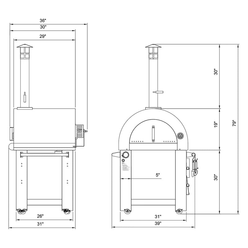 Empava Outdoor Wood Fired and Gas Pizza Oven PG03 Specs