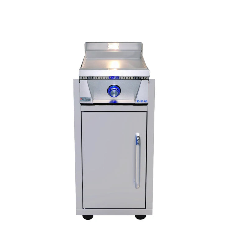 Le Griddle Pro Series 40 16" gas griddle on freestanding cart – angle