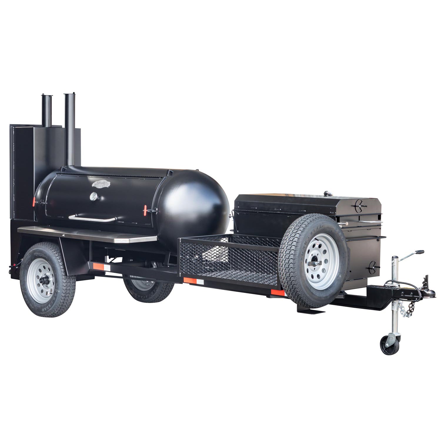 Meadow Creek TS250 Spare Tire Stainless Shelves BBQ42 Live Smoke 01