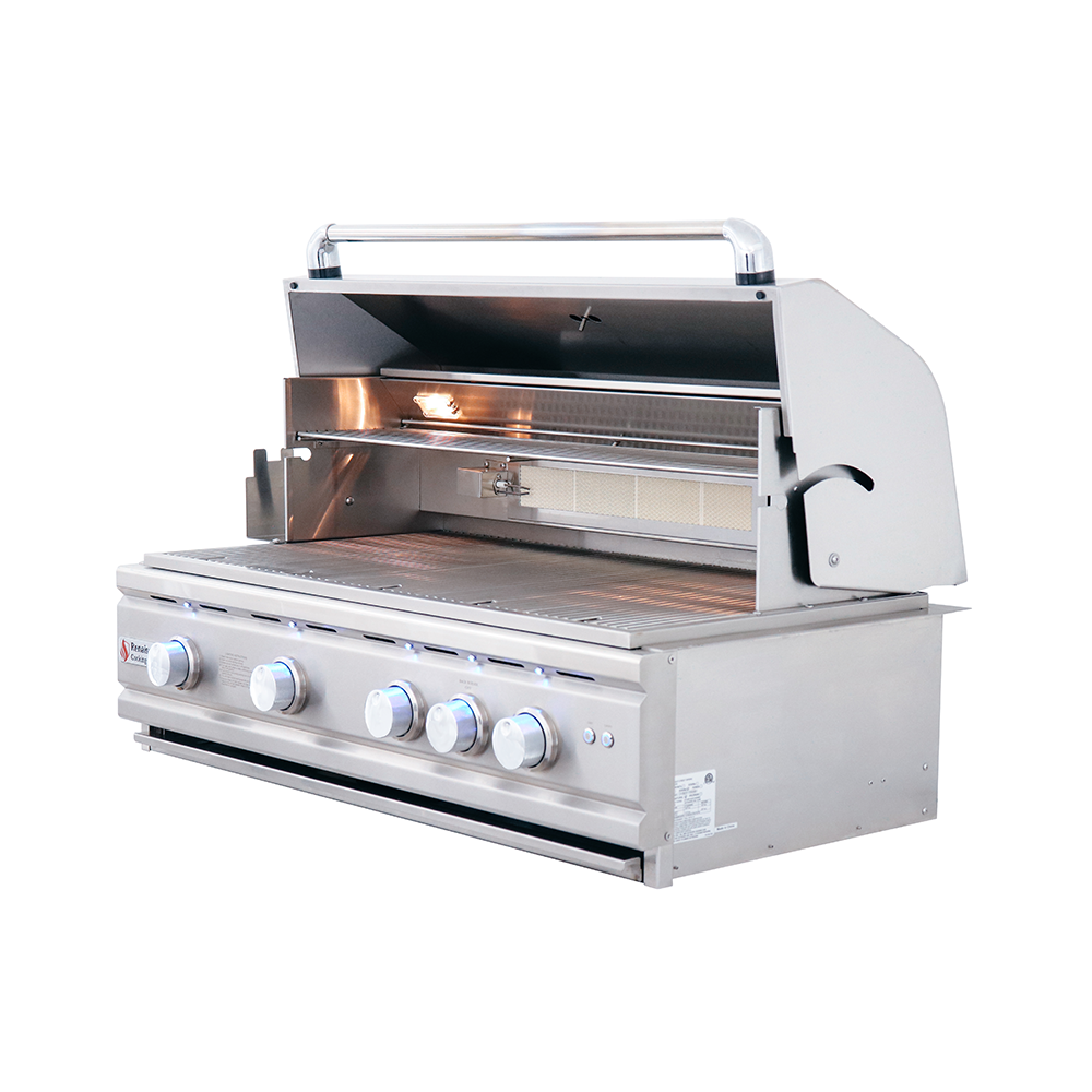 RCS Cutlass Pro 38 in Built In Gas Grill Front left angle open