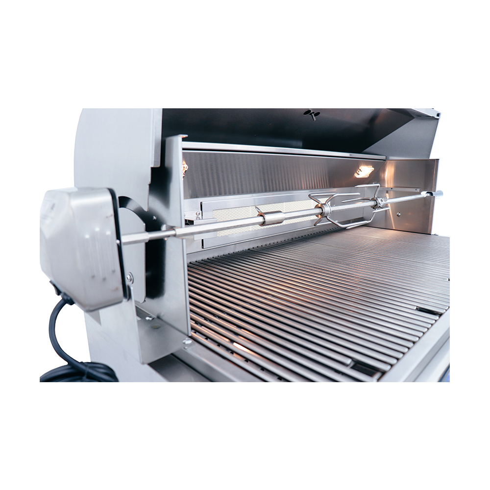 RCS Cutlass Pro 38 in Built In Gas Grill Rotisserie close up