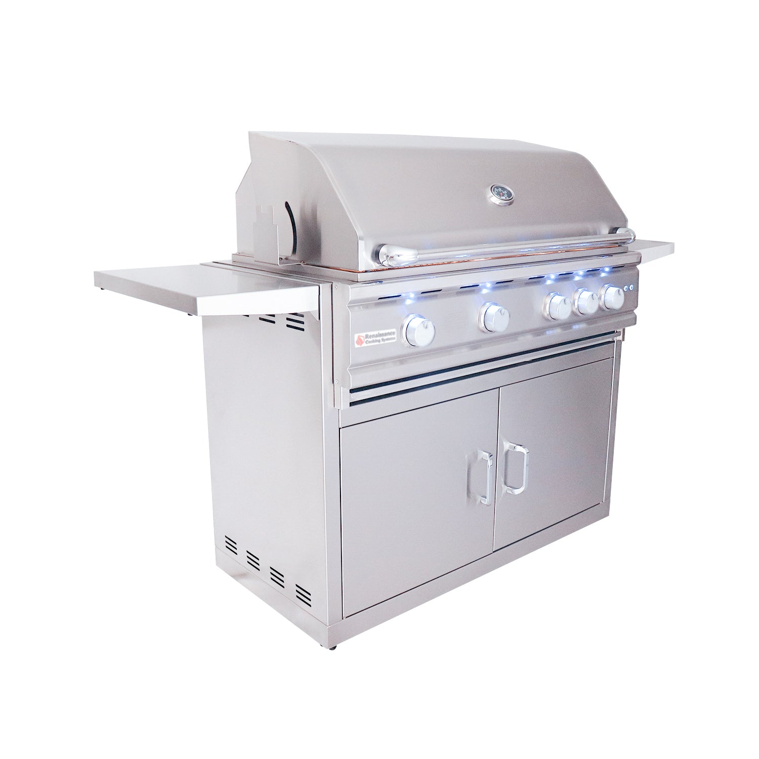 RCS Cutlass Pro 38 in Gas Grill Front Right Angle Closed with Cart