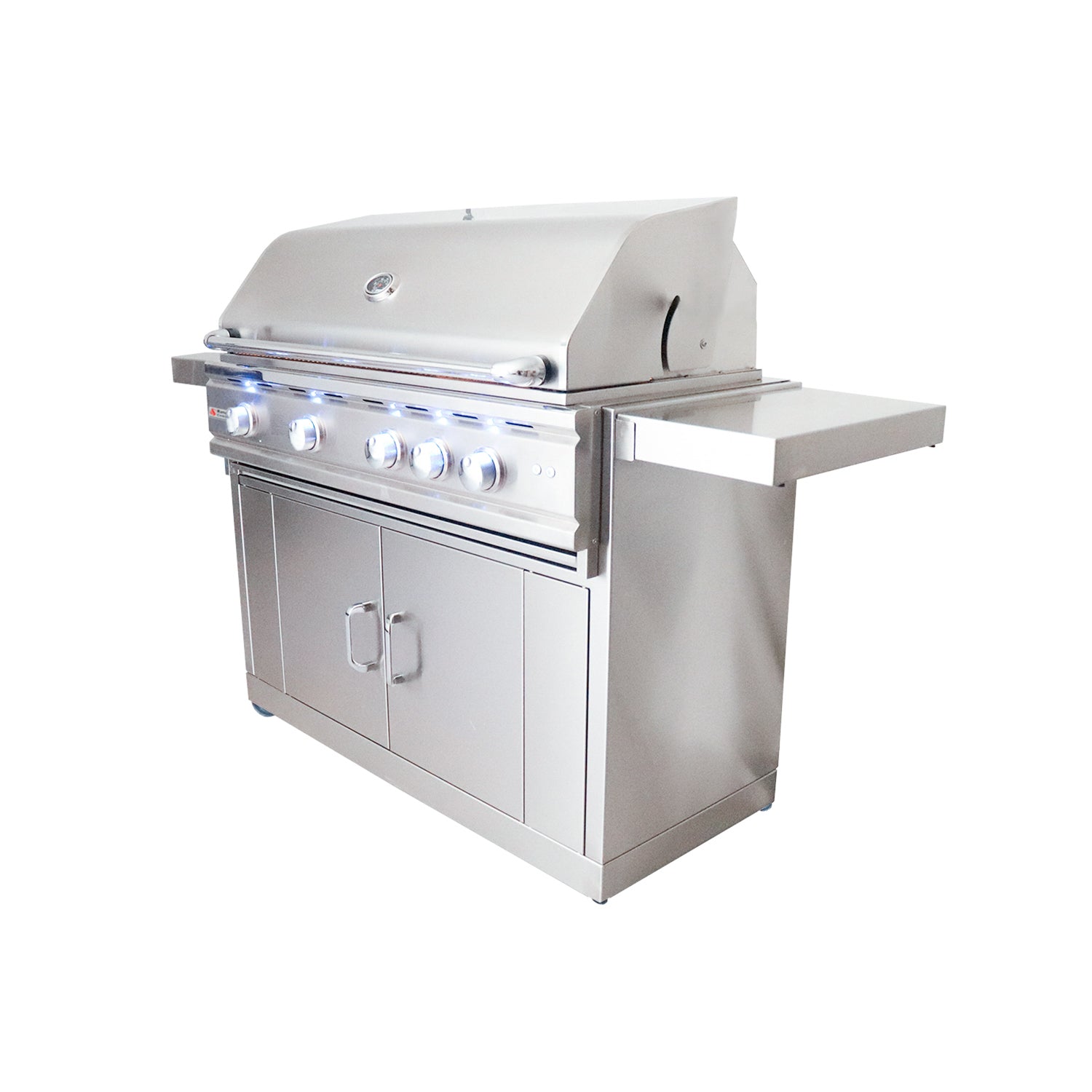 RCS Cutlass Pro 42 in Gas Grill with cart front left angle closed