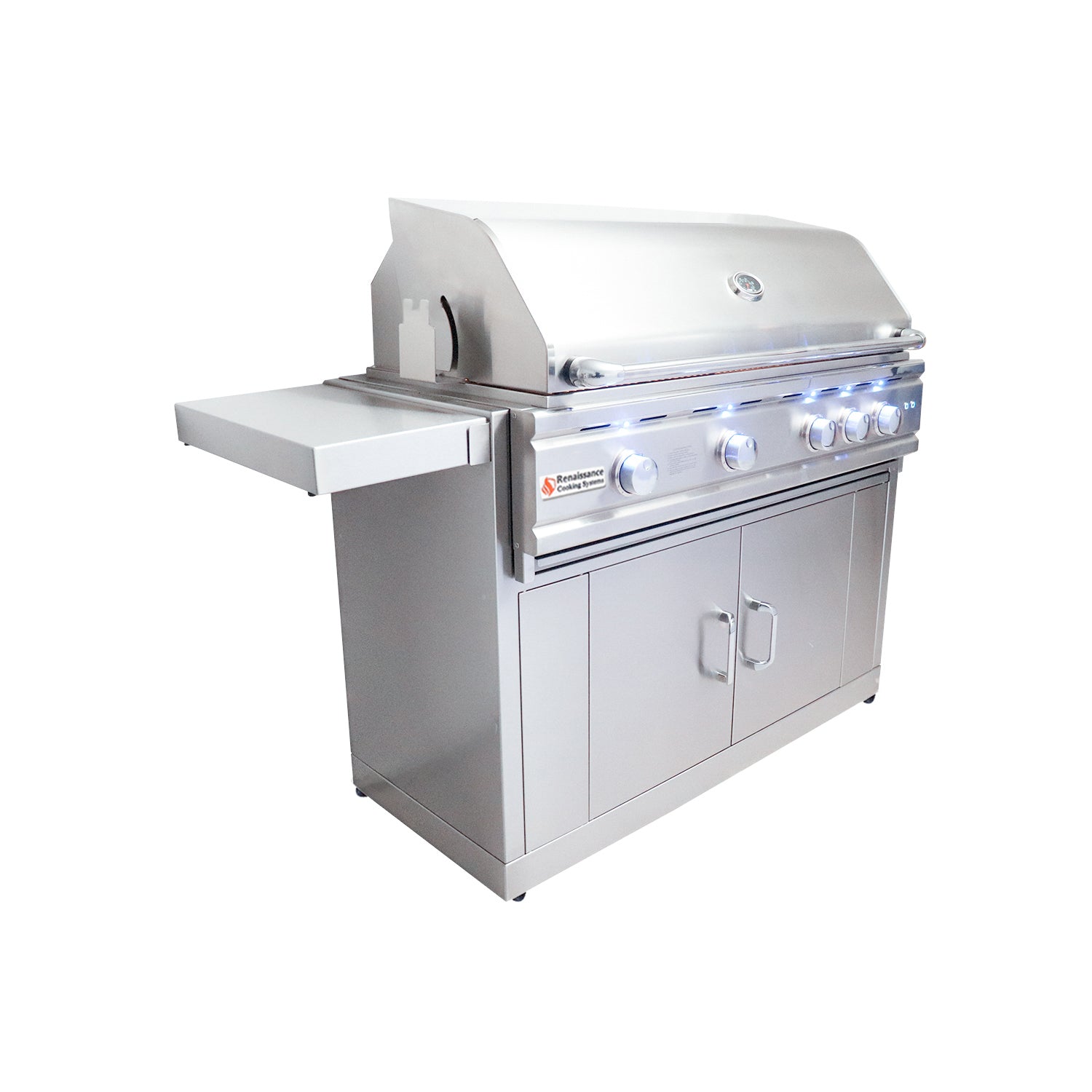 RCS Cutlass Pro 42 in Gas Grill with cart front right angle closed