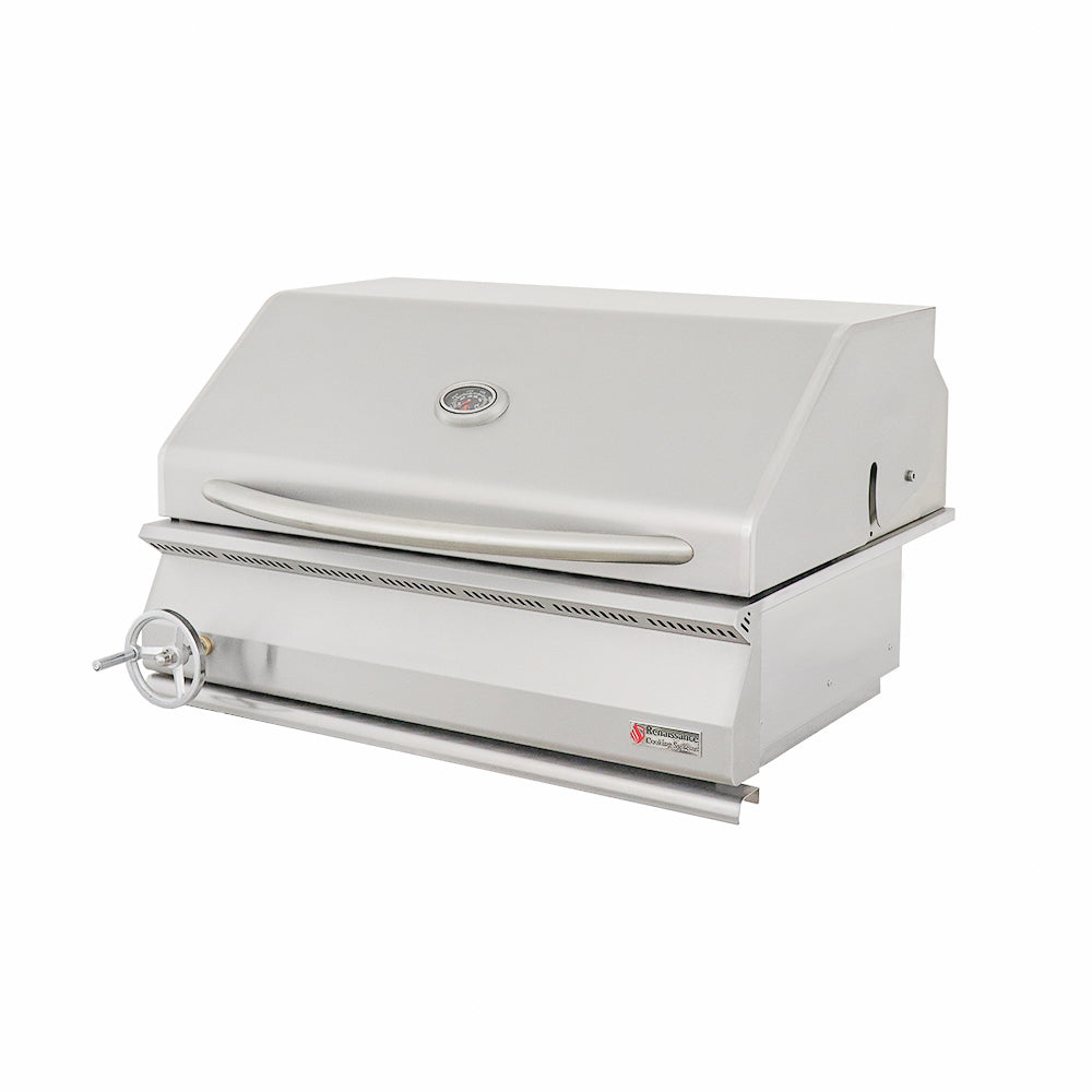 RCS Premier 32 in Built In Charcoal Grill Front Left Angle Closed