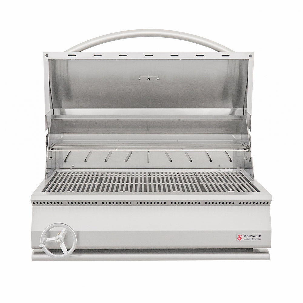 RCS Premier 32 in Built In Charcoal Grill Front Open