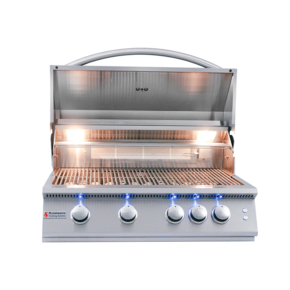 RCS Premier 32 in Built In Gas Grill Front Open