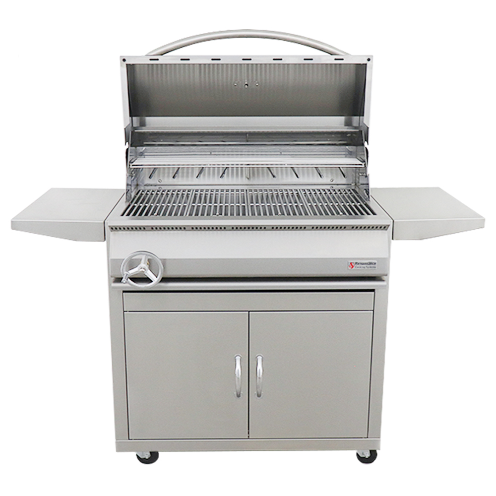 RCS Premier 32 in Charcoal Grill with cart front open