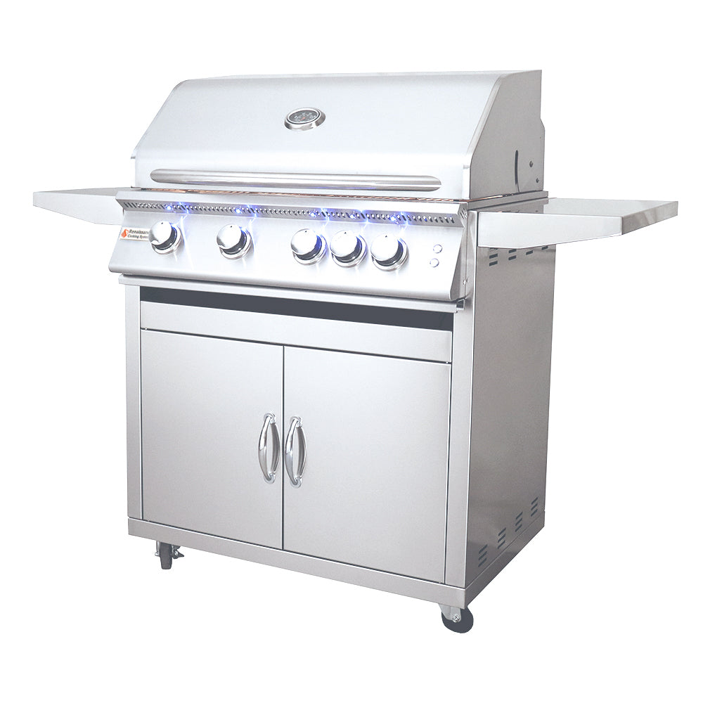 RCS Premier 32 in Gas Grill with cart front angle closed