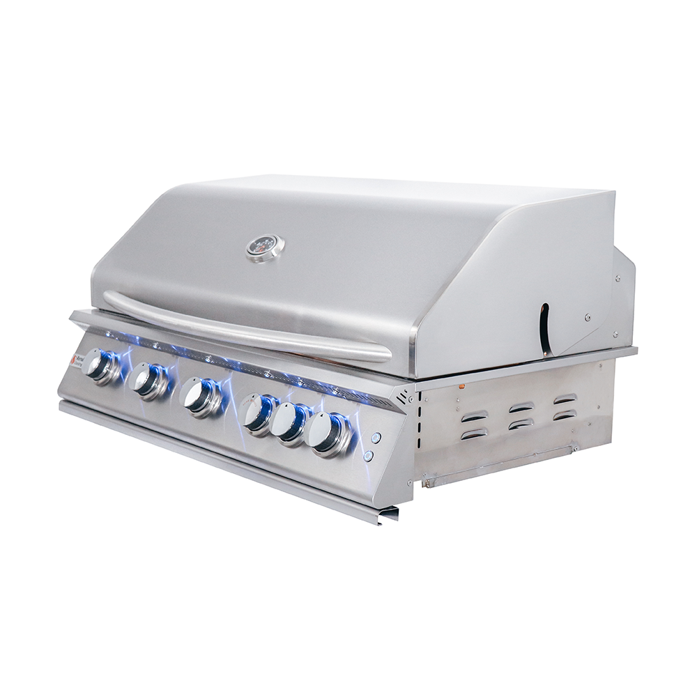 RCS Premier 40 in Built In Gas Grill Front left angle closed