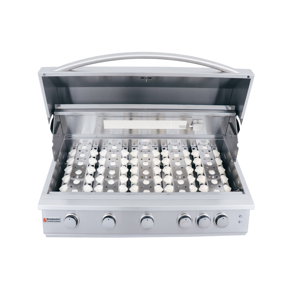 RCS Premier 40 in Built In Gas Grill Front over head open