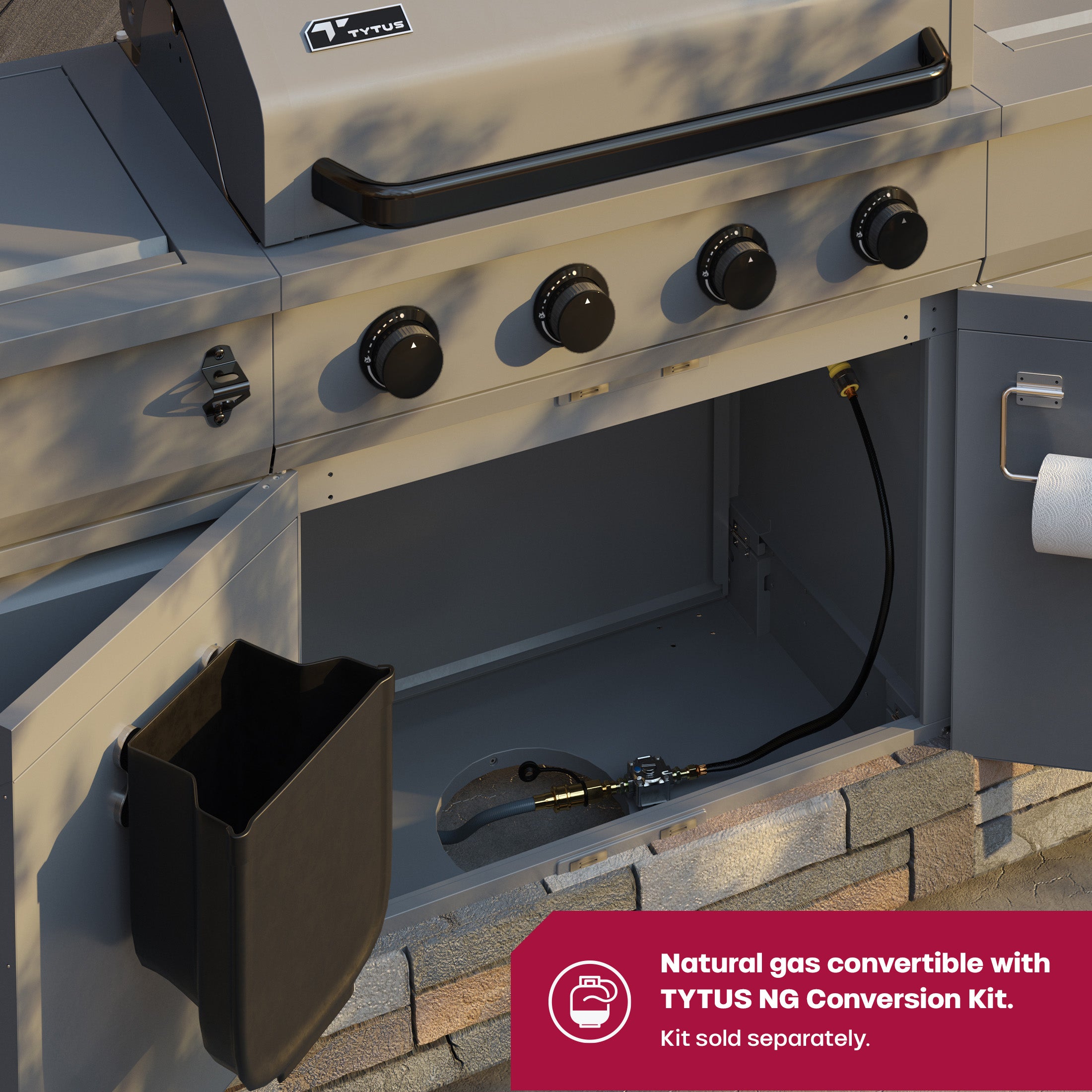 Tytus Grills Fresno 5-Burner Grill Island - Stainless Steel + Shadow Stone