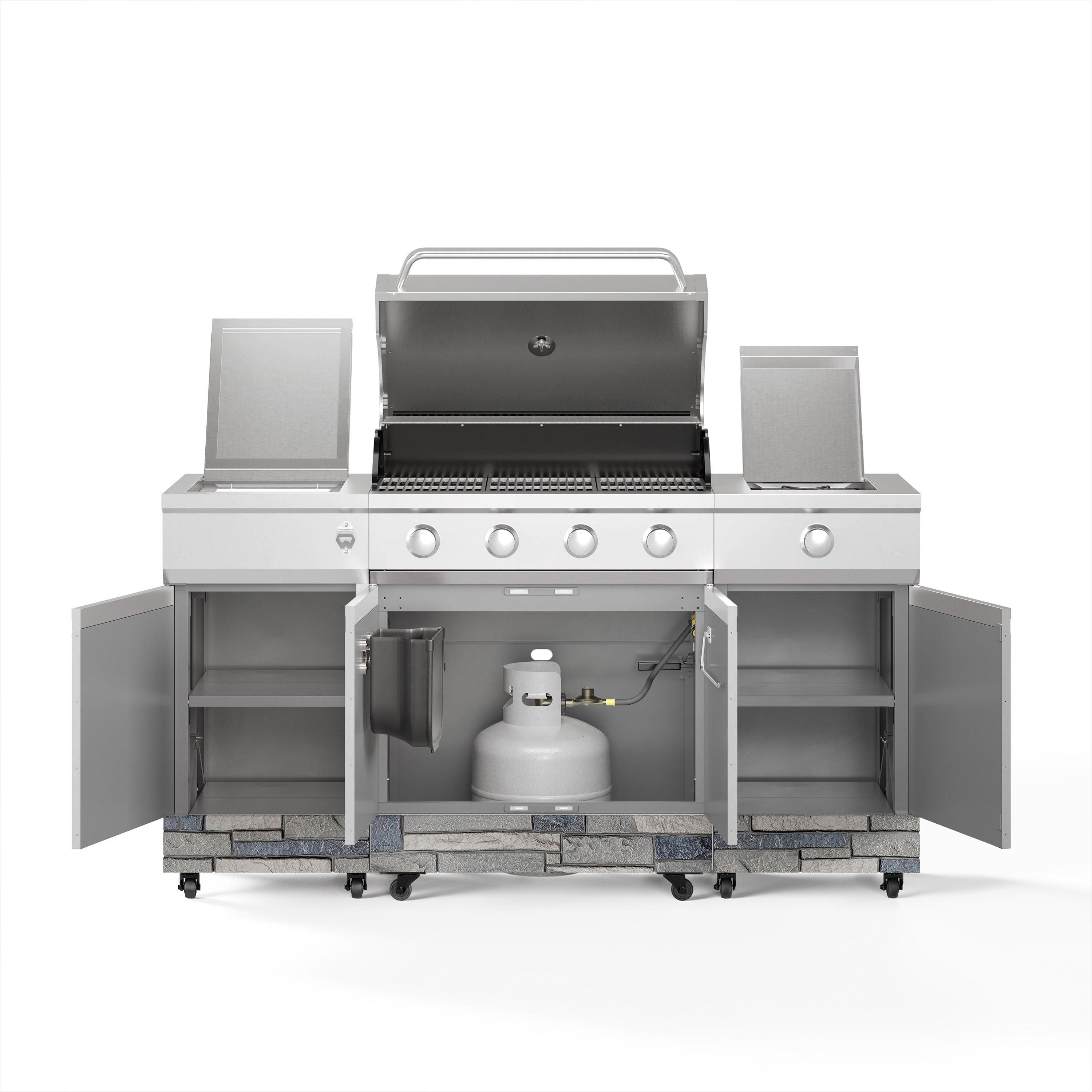 Tytus Grills Fresno 5-Burner Grill Island - Stainless Steel + Shadow Stone