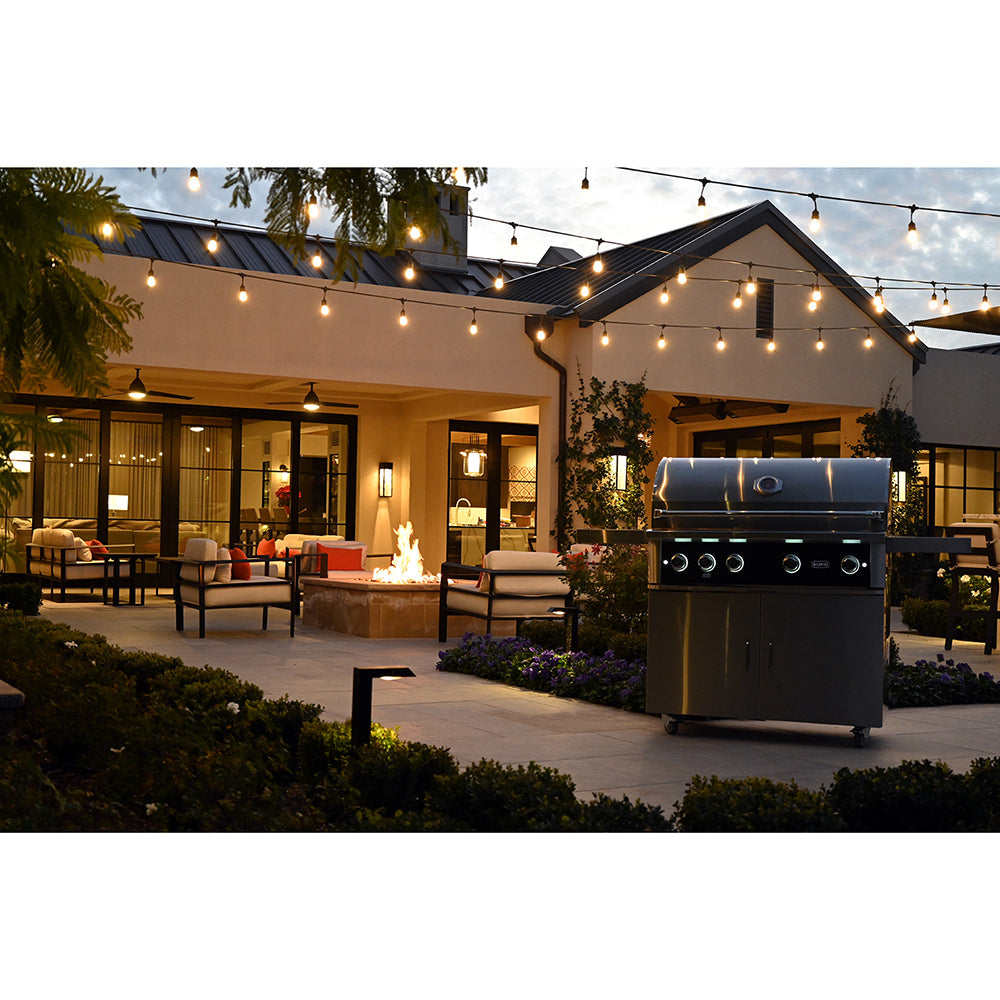 Wildfire Outdoor Living The Ranch Pro at night with lights